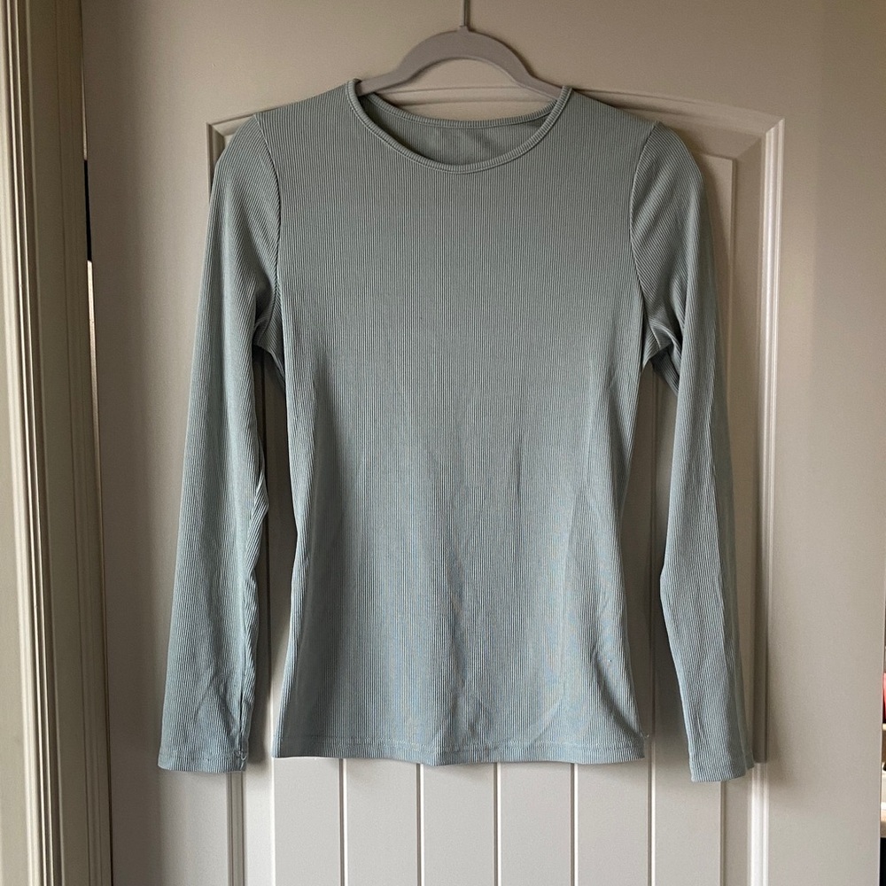 Mint Green Ribbed Long Sleeve